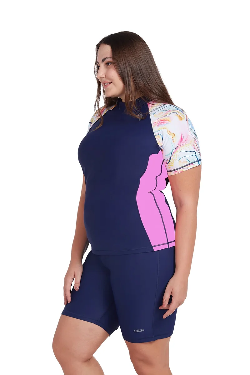 COEGA SUNWEAR  COEGA  Ladies Ladies Rashguard Short Sleeve - Blue Pink Marble for Women | Best Price UAE